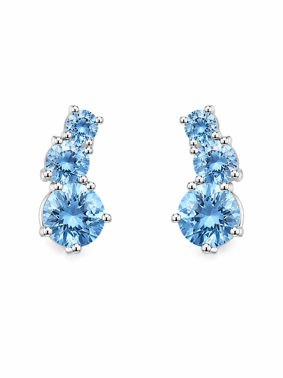 Brinco Ear Cuff 3 Pedras Azul Jeans