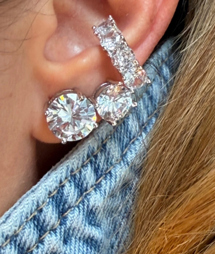 Brinco Duo + Earcuff Cristal